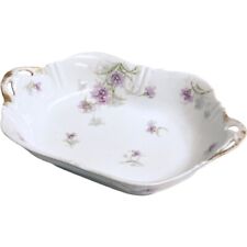 AnTiQuE LIMOGES Theo Haviland Porcelain Serving Bowl Purple Floral Gilded France picture