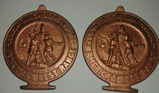2 Antique Arcadian Malleable Range Co Americas Best Stove Name Plate Door picture