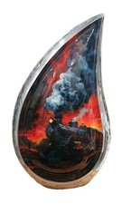 Fiery Sunset Train Teardrop Urns - Small Urns For Human Ashes - Urn For Ashes picture