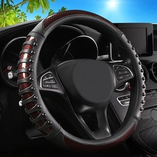 Universal Brown Carbon Fibre 3D Massage Steering Wheel Cover 14.5-15 Inch picture