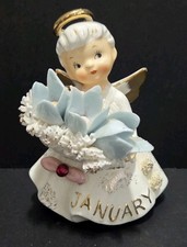 VTG Lefton January Garnet Snowdrop Birthday Angel Girl picture