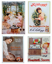 Lot of 4 Vintage Tin Signs Campbell's Soup, Diamond Wine Co, Kelloggs, Old Dutch picture