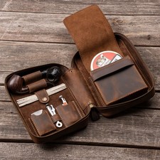 Leather Pipe Case for Smoking Pipes, Tobacco & Accessories Travel Pipe Holder picture