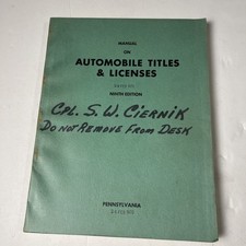 Vintage 1970 PA Pennsylvania Official Manual On Automobile Titles & Licenses picture
