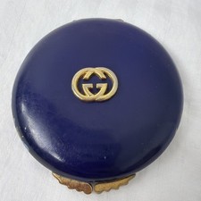Gucci Vintage Compact Mirror Case 1960s Made In Italy Blue with gold tone picture