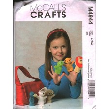 McCalls Crafts M4944 Finger Puppets and Tote Bag Sewing Pattern Bear Lion Frog picture