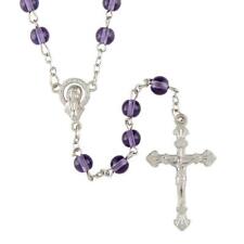 Amethyst Glass Bead Rosary, Glass Beads  Size: 6mm Bead, 18.5