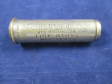 Vintage Schrader Tire Pressure Gauge With Leather Pouch Patent 1923 picture