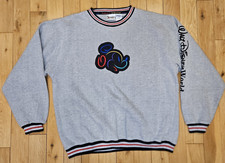 Vtg WALT DISNEY WORLD Mickey Mouse Embroidered Crewneck Sweatshirt Adult Large picture