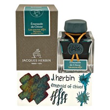 J. Herbin 1670 Anniversary Fountain Pen Ink Emerald of Chivor Gold Sparkle 50ml picture