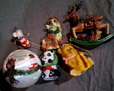 Carlton Cards Hallmark Christmas Ornaments Vintage Lot of 6 (1980S-1990S) picture