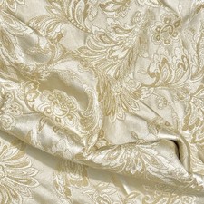 VTG French Ivory Baroque Damask Brocade Fabric Floral Upholstery 3yd picture
