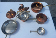 Vintage 7 Piece Lot - Copper Cookware Food Mold Collander picture