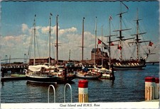 Vintage Postcard of Goat Island and H.M.S. Rose, Newport, R.I. picture