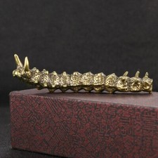 Solid Brass Caterpillar Figurine Miniature Tea Pet Ornament Spoof Insect Toy picture