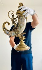HUGE HEAVY 20.5 Inches A BRONZE MOUNTED PORCELAIN CORNUCOPIA HORN FIGURE ART picture