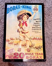 Vintage BORAX IS KING - 20 MULE TEAM laundry room SIGN picture