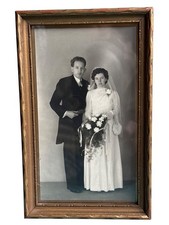 VTG Framed Black & White Wedding Photo 1930s-1940s picture