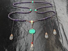 Chinese Qing Chaozhu Mandarin Court Necklace Amethyst Rock Crystal Turquoise picture