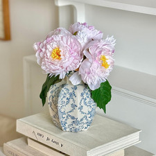 Vintage Blue Ceramic Vase, Small Blue and White Porcelain Decorative Flower Vase picture