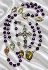 Handmade Catholic Rosary, Chaplet of Devotion to St. Joseph, Purple Tiger Eye picture