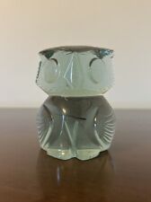 Vintage Green Solid Art Glass 3.5” Abstract Owl Paperweight Bookend Figurine picture