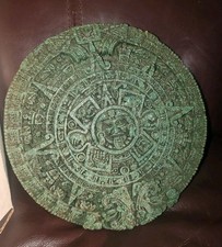 Vintage Aztec Mayan Calendar Crushed Malachite Sun Calendar 7