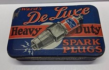 1920s-1930s Montgomery Ward Co Wards De Luxe Spark Plug Counter Top Tin Mosler picture