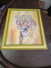 Vintage Litho Print Phil Prentice Leopard Framed 23x19 Big Cat picture