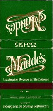 Maude's in New York NY Vintage Matchbook Cover TMM24-7 picture