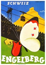 Vintage Switzerland Engelberg Travel Poster by Herbert Matter c1920s- 24x32”🇨🇭 picture