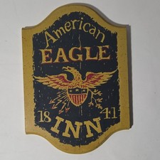 AMERICAN EAGLE INN vtg 1970 wall-hanging Masketeers Inc. man-cave Eagle USA picture