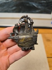 1920s Antique Solid Brass Sailing Vessel Capitol Washington DC Paper Weight Rare picture
