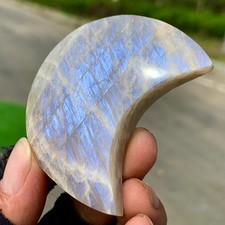 48G Natural blue Moonstone oval-shape rainbow gold sand crystal mineral healing picture