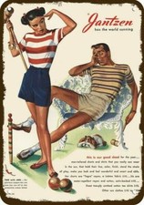 1947 JANTZEN SWIM SUITS & CROQUET Vintage Look DECORATIVE REPLICA METAL SIGN picture