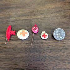 Vintage American Red Cross Pin Lot WWII 1940s Blood Donor Pro Patria Feather Tab picture