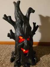 Holiday Living 2.2ft. Lighted Tree Greeter Halloween Faux Flames Spooky Lit picture