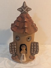 Vtg 1970s Peruvian Folk Art Hand Made & Painted Terra Cotta Pottery Church. picture