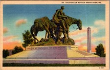 1956 The Pioneer Mother Statue Kansas City MO Postcard picture
