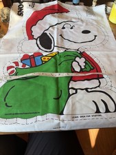 Vintage Snoopy Santa Claus Pillow Plush Fabric Sewing Panel  Christmas Peanuts picture