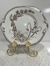 Antique T.G. & F. Booth Hawthorn Serving Plate Brown Transferware c. 1885 picture