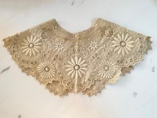 Antique Hand Made Lace Embroidered Collar Floral Vintage Victorian Lace Collar picture