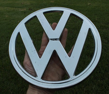 9.75IN VOLKSWAGEN VW BUS FRONT GRILLE EMBLEM STAINLESS STEEL TYPE 2 BADGE 4 PIN picture