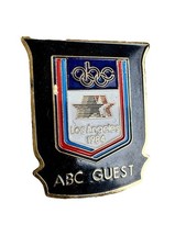 Vintage 1984 Los Angeles Olympics ABC Guest Shield Lapel Pin Star in Motion Logo picture