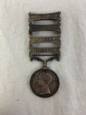 Antique 1857-1858 Queen Victoria Indian Mutiny Medal With 4 Clasps picture