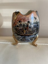 Vintage Satsuma Hand-Painted Gilt-Detailed Footed Egg Featuring Geisha picture