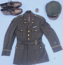 WWII USAAF 8th Air Force Pilot Officer Uniform Jacket Shirt Cap Shoes Group picture