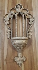 Vintage Burwood Products Co Wall Pocket Wall Planter Gold picture