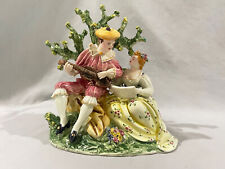 ITALIAN CAPODIMONTE PORCELAIN FIGURINE GROUP - SIGNED - YELLOW & PINK picture