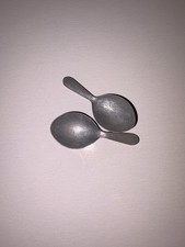 Lot of 2 Vintage Miniature Pewter Salt Spoons - 2 Inch picture